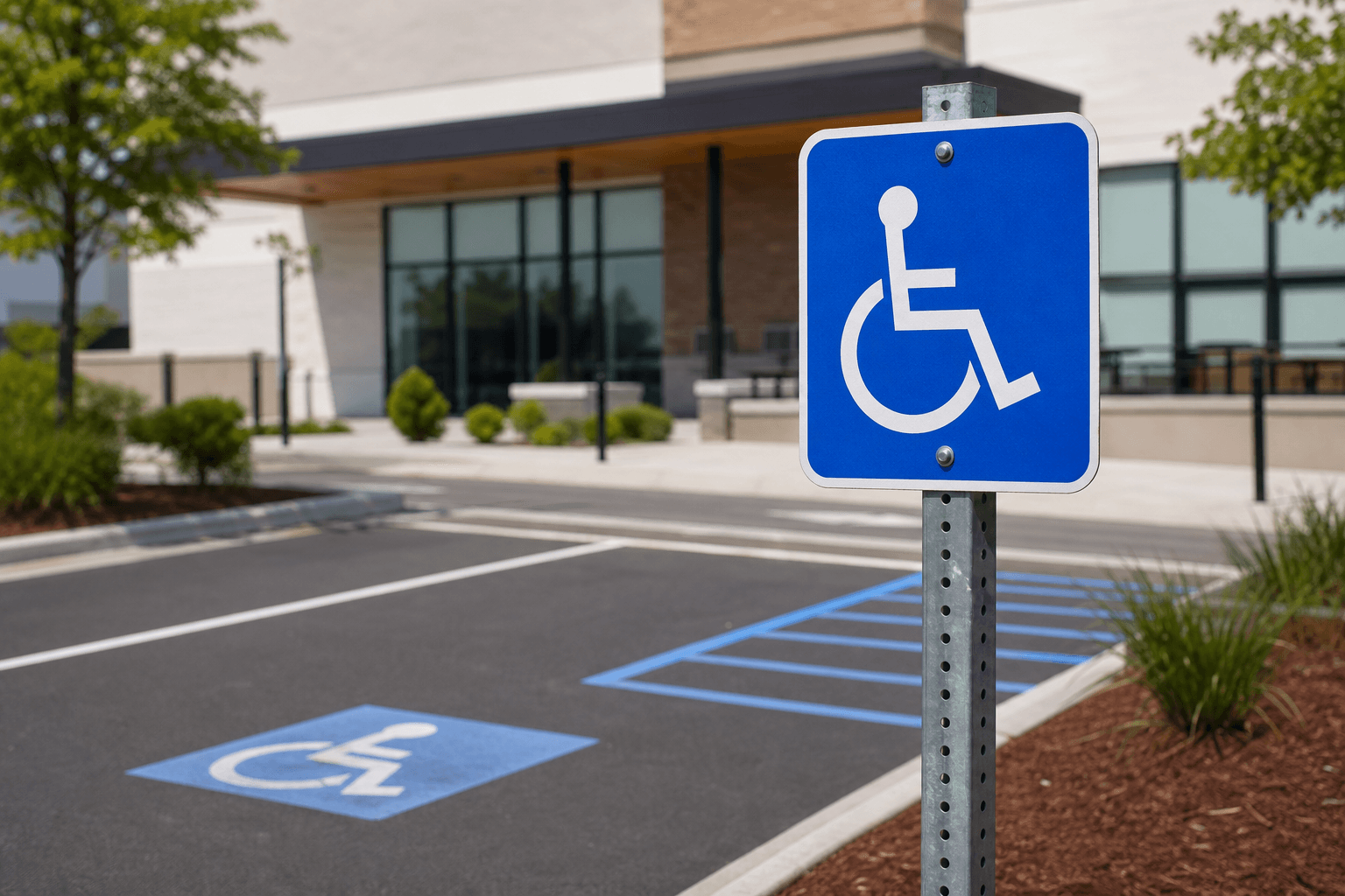 Illustrative view of pole-mounted signage work